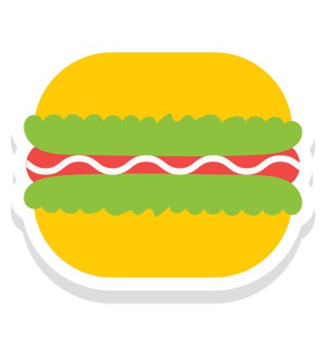 Hamburger, kolayca değiştirilebilir veya düzenlediğiniz abur cubur vektör simgesi