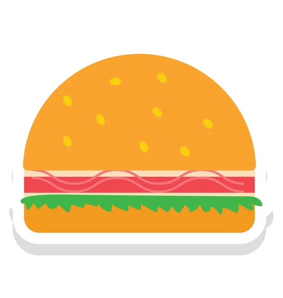 Burger Junk Food Vector Icon Que Pode Ser Facilmente Modificado — Vetor de Stock