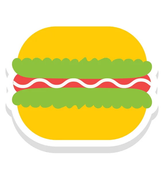 Burger Junk Food Vector Icon Que Pode Ser Facilmente Modificado — Vetor de Stock