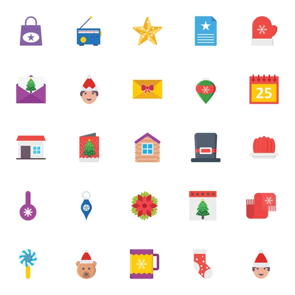 Conjunto Iconos Vectoriales Color Fiesta Navidad Que Puede Modificar Editar — Vector de stock