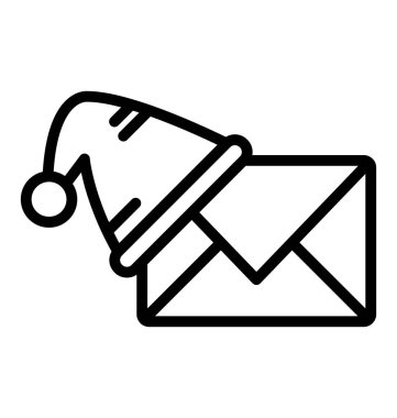 Zarf, Noel şapka mektup izole vektör simge kolayca değiştirilebilir veya herhangi bir stili düzenlemek