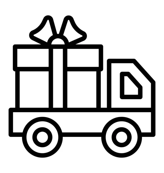Camión Entrega Con Caja Regalo Icono Vectorial Aislado Que Puede — Vector de stock