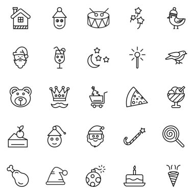 Yılbaşı kutlama izole vektör simgeleri kolayca değiştirilebilir veya herhangi bir tarzda düzenlediğiniz ayarla.