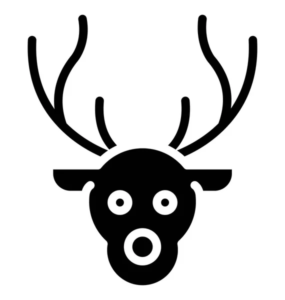 Reindeer Face Isolated Vector Icon Can Easily Modified Edit Any — Stock Vector