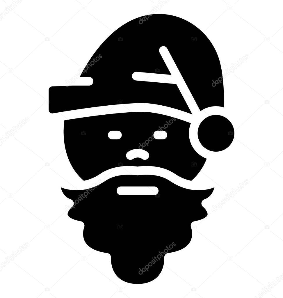 Santa Face Isolated Vector Icon that can be easily modified or edit in any style