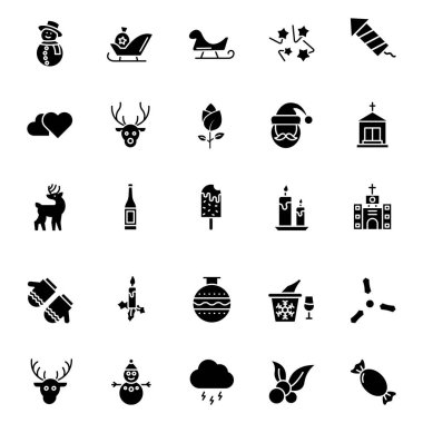 Yılbaşı kutlama izole vektör simgeleri kolayca değiştirilebilir veya herhangi bir tarzda düzenlediğiniz ayarla.