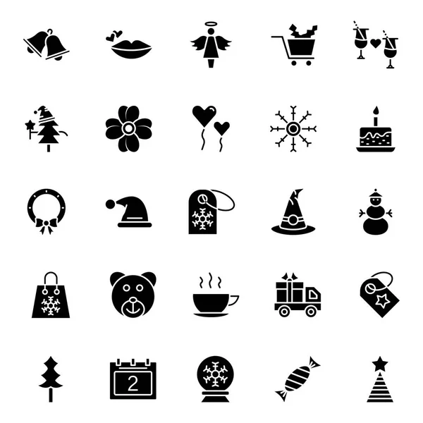 Conjunto Iconos Vectoriales Aislados Celebración Navideña Que Puede Modificar Editar — Archivo Imágenes Vectoriales