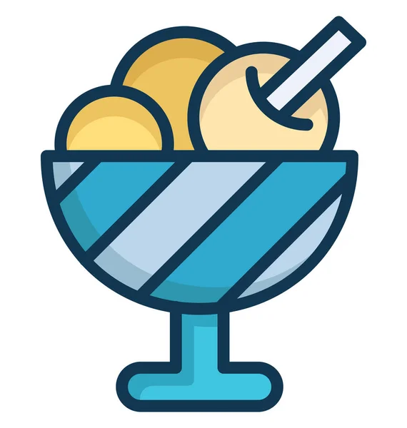 Ice Cream Golyó Elszigetelt Vector Icon Könnyen Módosítható Vagy Szerkeszteni — Stock Vector