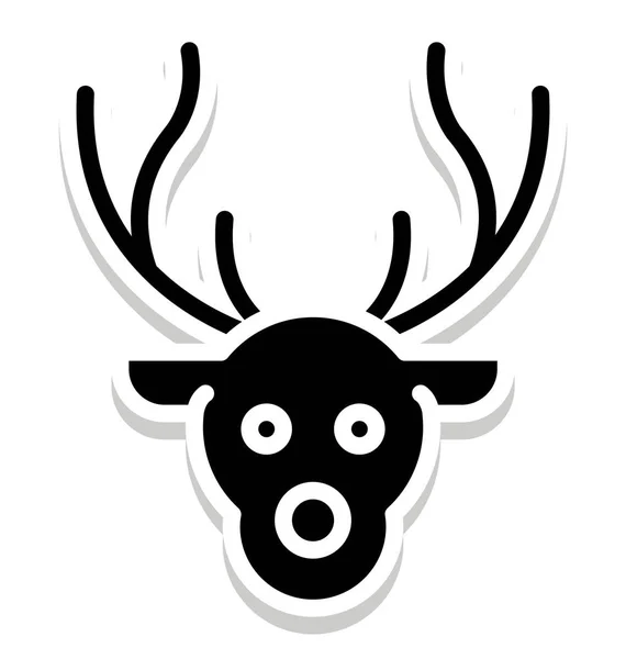 Reindeer Face Isolated Vector Icon Can Easily Modified Edit Any — Stock Vector