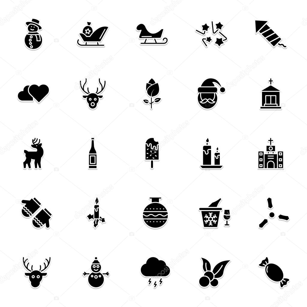 Christmas Celebration Isolated Vector Icons Set that can be easily modified or edit in any style.