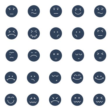 İfade ve izole vektör simgeler paketi Emoji kolayca değiştirilebilir veya herhangi bir renkte düzenleme