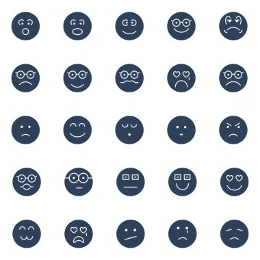 İfade ve izole vektör simgeler paketi Emoji kolayca değiştirilebilir veya herhangi bir renkte düzenleme
