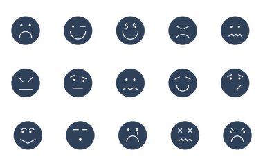 İfade ve izole vektör simgeler paketi Emoji kolayca değiştirilebilir veya herhangi bir renkte düzenleme