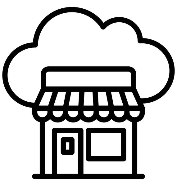 Cloud Shop Isolated Векторна Піктограма Яка Може Легко Змінювати Або — стоковий вектор