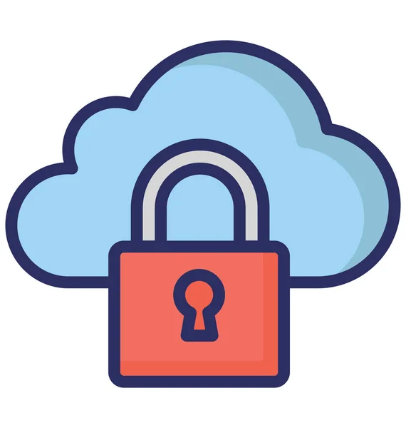 Cloud Security Icono Vectorial Aislado Que Puede Modificar Editar Fácilmente — Vector de stock