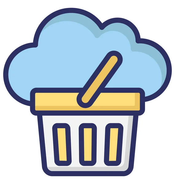 Cloud Basket Icono Vectorial Aislado Que Puede Modificar Editar Fácilmente — Archivo Imágenes Vectoriales