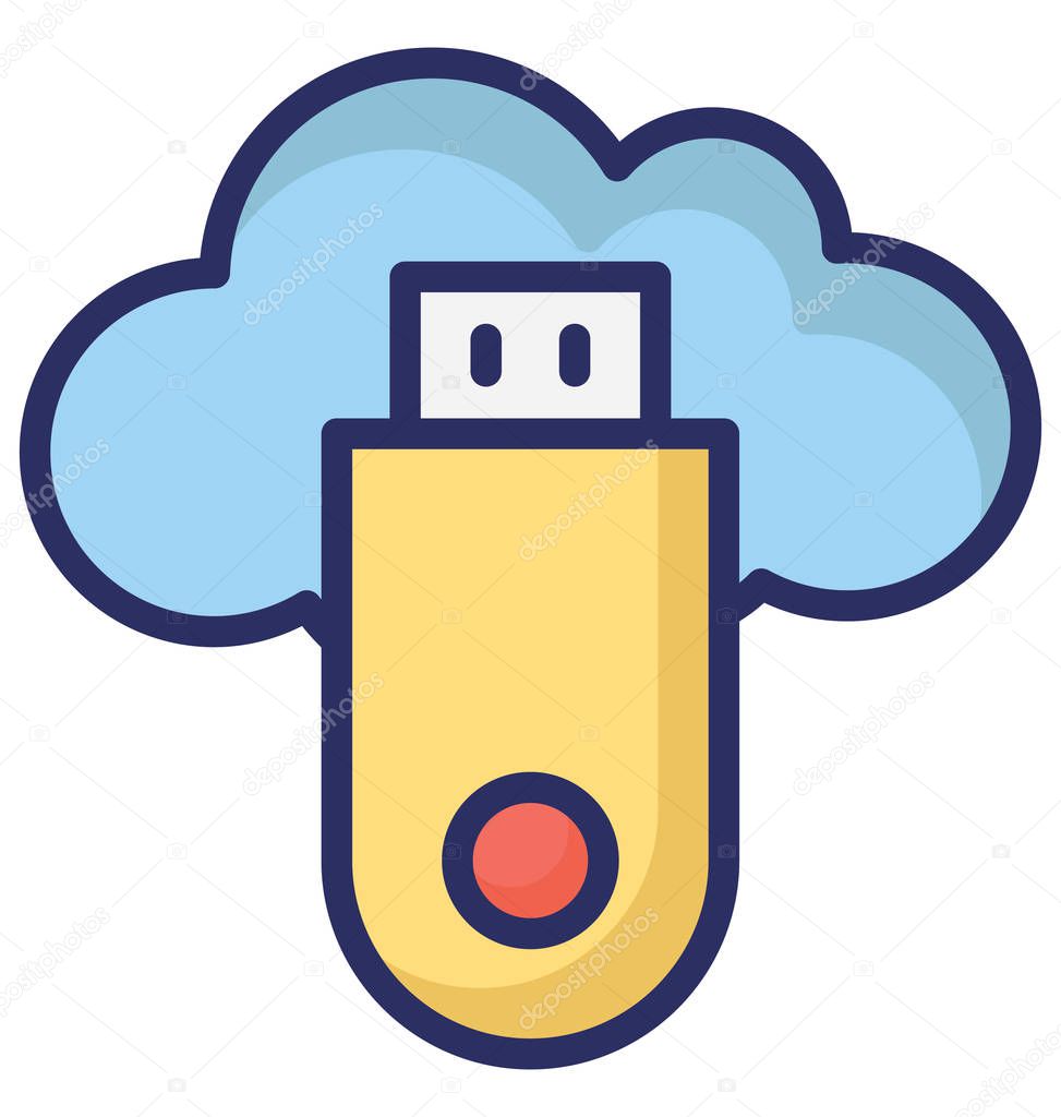 Cloud Usb Isolated Vector Icon that can easily modify or edit.