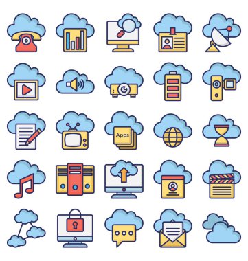 Bulut bilgi işlem izole Vector Icons Set 