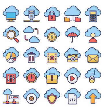 Bulut bilgi işlem izole Vector Icons Set 