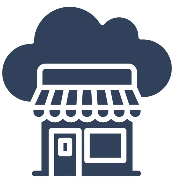 Cloud Shop Icono Vectorial Aislado Que Puede Modificar Editar Fácilmente — Vector de stock