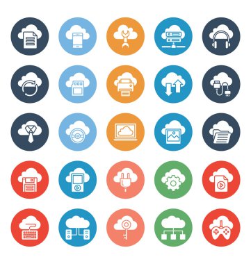 Bulut bilgi işlem izole Vector Icons Set 