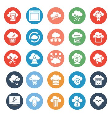 Bulut bilgi işlem izole Vector Icons Set 