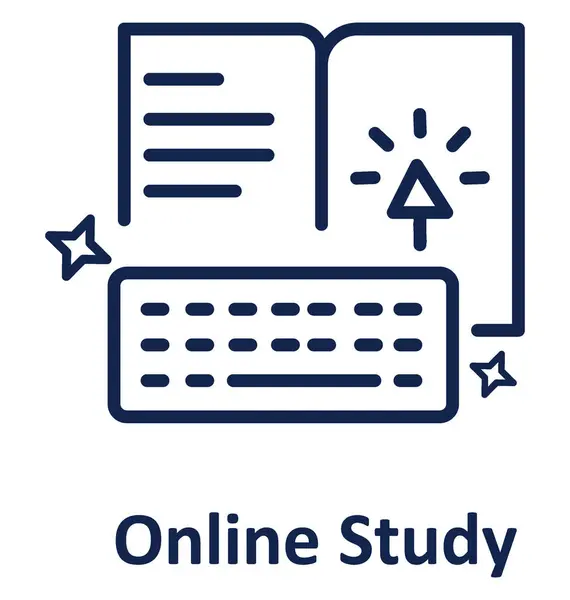 Estudo Online Ícone Vetor Isolado Que Pode Facilmente Modificar Editar — Vetor de Stock