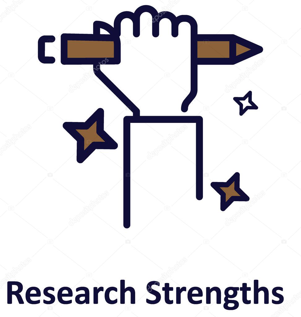 Research Strengths Isolated Vector icon that can easily modified or edit.