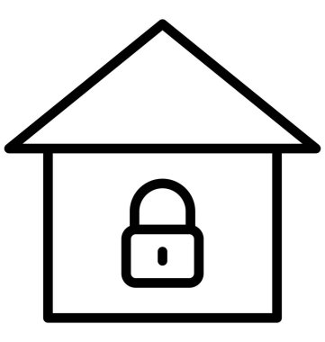 Eve, kilit işareti, kolayca olabilen izole vektör simge Düzenle veya değişikliğin.