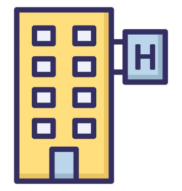 Bina, kolayca otel Isolated vektör simge Düzenle veya değişikliğin.