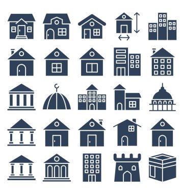 Kolayca değiştirilebilir veya düzenlediğiniz bina izole Vector Icons set. 