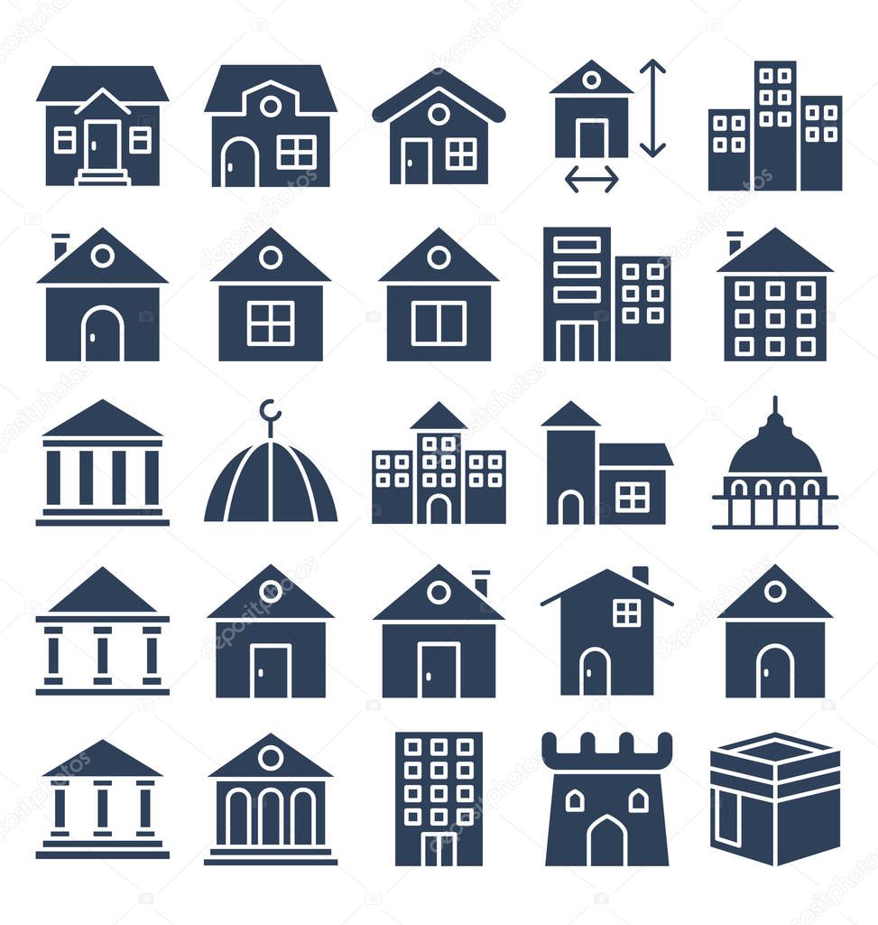 Building Isolated Vector Icons set that can be easily modified or edit. 