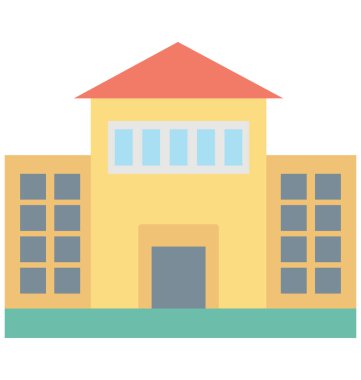 Kolayca değiştirilebilir veya düzenleme okul bina renk vektör simgesi 