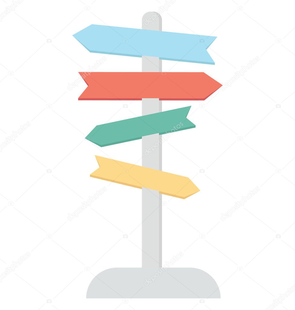 Signpost Color Vector icon which can be easily modified or edit 