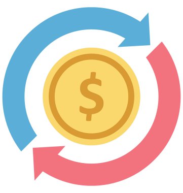 Dolar değeri, dolar yenileme renk izole simgesi ve kolayca değiştirilebilir veya düzenlediğiniz vektör