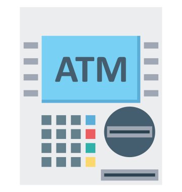 ATM makine renk simgesi izole ve vektör bu kolayca değiştirilebilir veya düzenleme