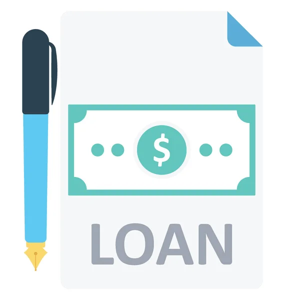 Loan Paper Color Icon Isolated Vector Can Easily Modified Edit — Stock Vector