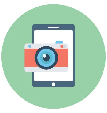 Mobil kamera, kolayca değiştirilebilir veya düzenlediğiniz kamera izole vektör simgesi