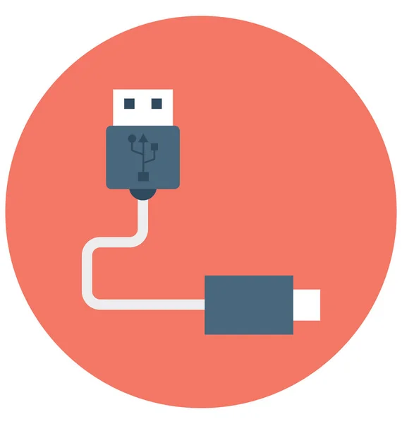 Usb Cord Isolated Vector Icon Can Easily Modified Edit — 图库矢量图片
