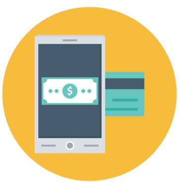 Mobil Bankacılık renk simgesi izole ve kolayca değiştirilebilir veya düzenlediğiniz vektör