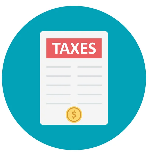 Taxes Color Isolated Vector Icon Can Easily Modified Edit — Stok Vektör