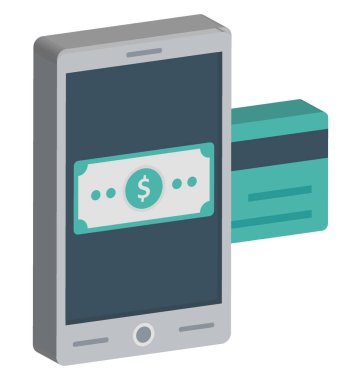 Mobil Bankacılık renk simgesi izole ve kolayca değiştirilebilir veya düzenlediğiniz vektör