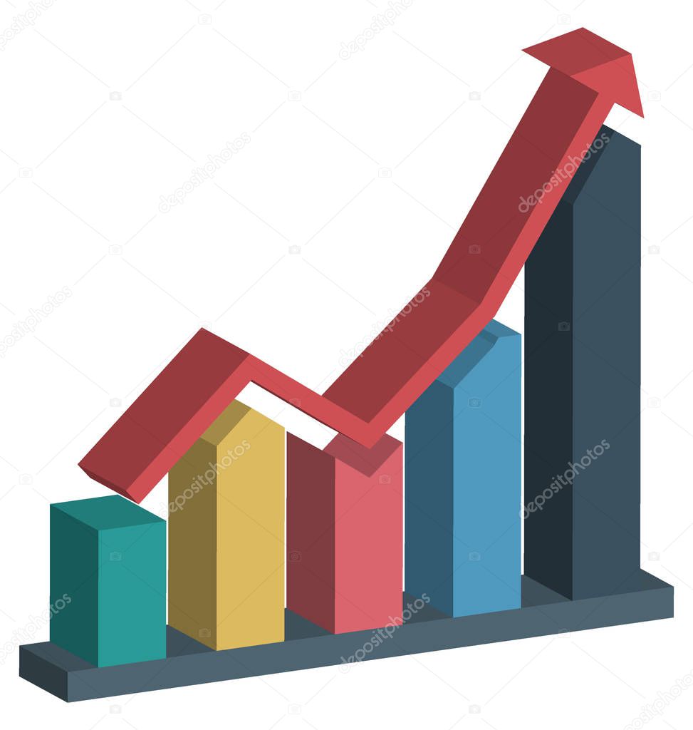Growth Graph Color Icon isolated and Vector that can be easily modified or edit