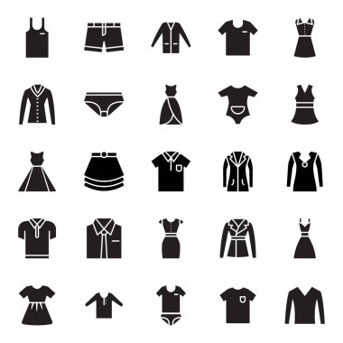 Giyim izole vektör simgeleri kolayca değiştirilebilir veya düzenlediğiniz ayarla