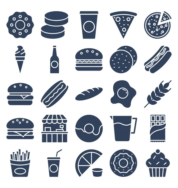 Gıda, içecekler, meyve, kolayca değiştirilebilir veya düzenlediğiniz sebze Vector Icons set