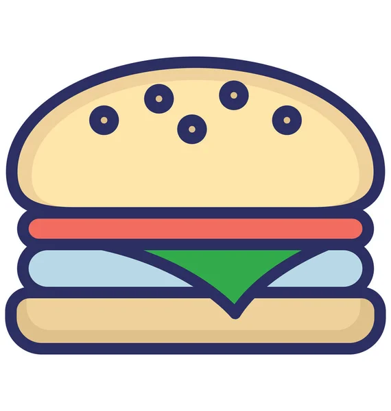 Εικονίδιο Απομονωμένες Διάνυσμα Burger Που Μπορεί Εύκολα Τροποποιηθεί Επεξεργαστείτε — Διανυσματικό Αρχείο