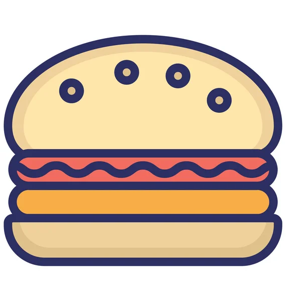 Burger Isolated Icona Vettoriale Che Può Essere Facilmente Modificato Modificare — Vettoriale Stock