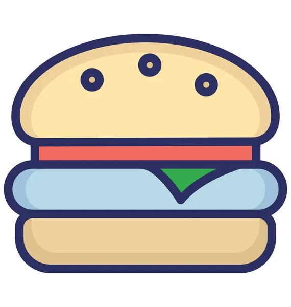 Burger Isolated Vector Ícone Que Pode Ser Facilmente Modificado Editar — Vetor de Stock