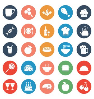 Gıda, içecekler, meyve, kolayca değiştirilebilir veya düzenlediğiniz sebze Vector Icons set