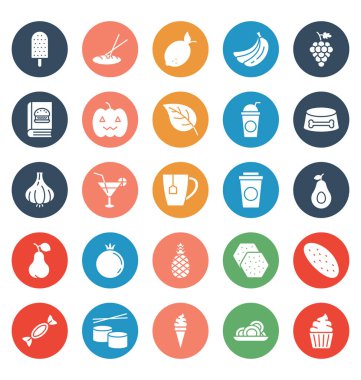 Gıda, içecekler, meyve, kolayca değiştirilebilir veya düzenlediğiniz sebze Vector Icons set
